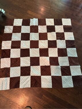 Cozy Brown and Cream Checkered Baby Blanket